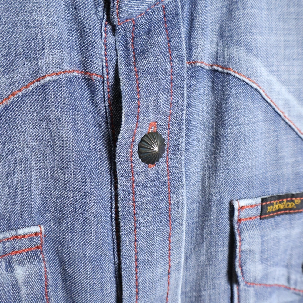 NEIGHBORHOOD(ネイバーフッド) 13SS DEAD WOOD/C-SHIRT.LS デッドウッド ステッチデザイン 長袖 ウエスタンシャツ インディゴ 131OANH-SHM01