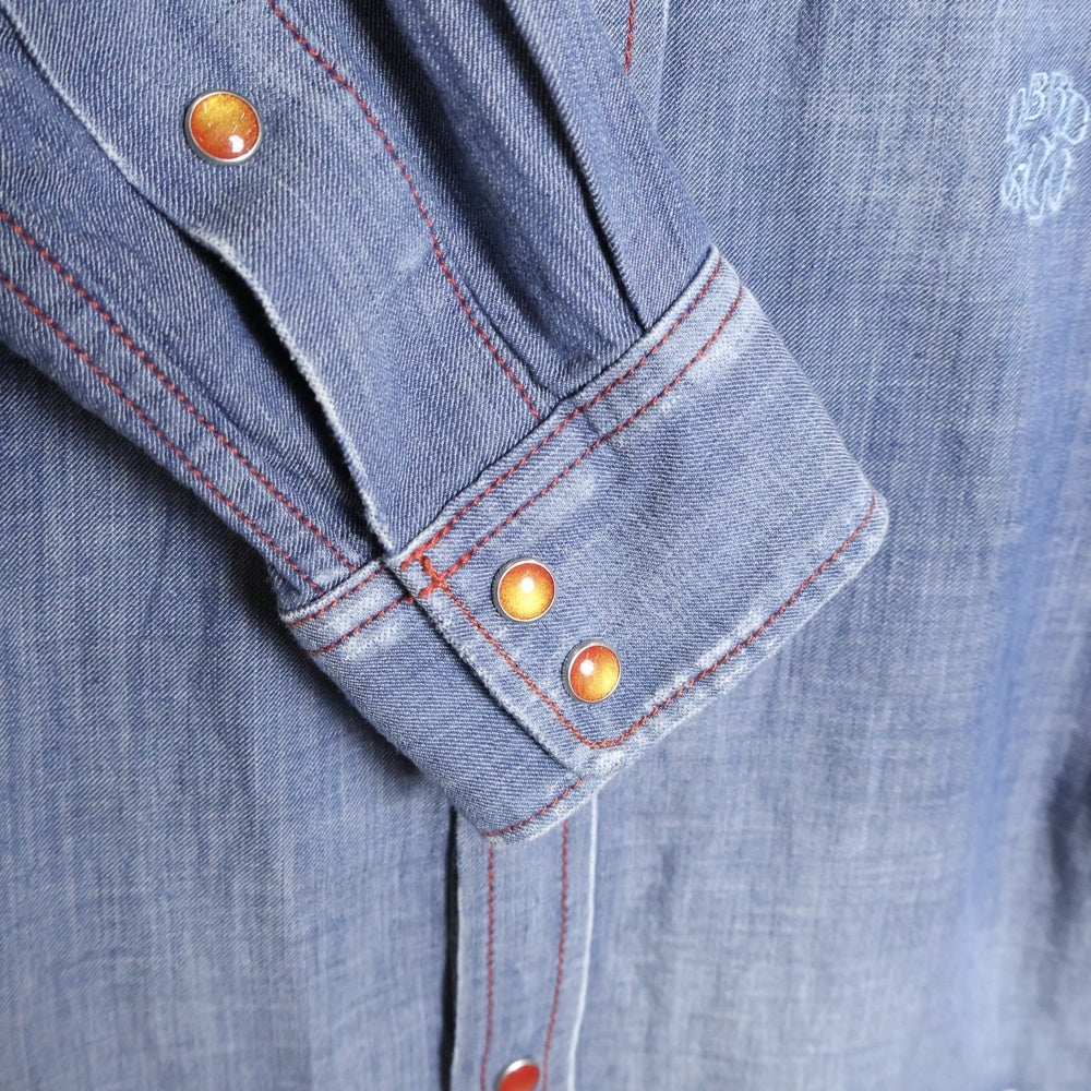 NEIGHBORHOOD(ネイバーフッド) 13SS DEAD WOOD/C-SHIRT.LS デッドウッド ステッチデザイン 長袖 ウエスタンシャツ インディゴ 131OANH-SHM01