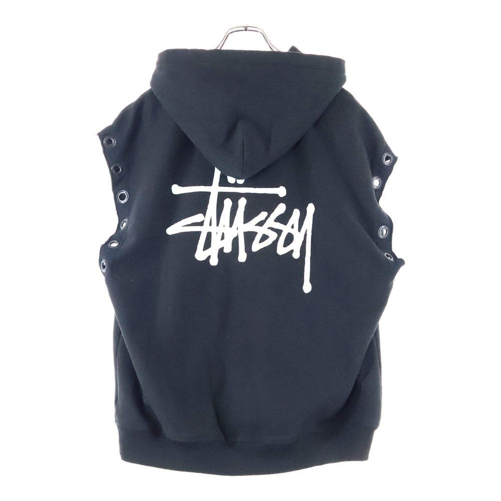 eYe COMME des GARCONS JUNYA WATANABE MAN(アイ コム デ ギャルソン ジュンヤ ワタナベ マン) 24SS AD2023× stussy ステューシーノースリーブカスタム スウェット プルオーバー パーカー ブラック WM‐T909