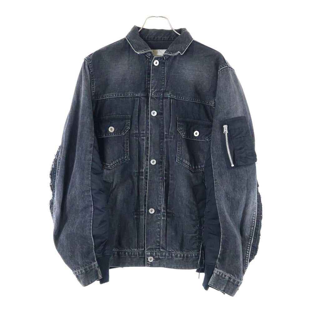 Sacai(サカイ) 20AW Denim × MA-1 Jacket 再構築 ドッキング デニム トラッカージャケット ブルゾン ブラック SCM-022