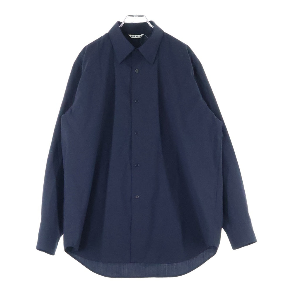 AURALEE(オーラリー) 24SS ボタンダウン レギュラーカラー ロングスリーブ 長袖シャツ ネイビー A24SS03WT