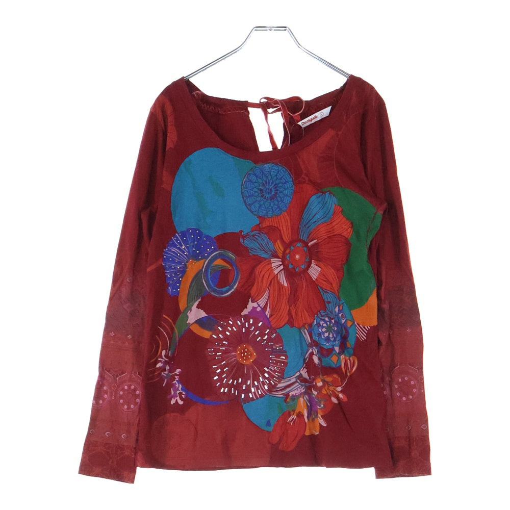 Desigual(デシグアル) バックスタッズ付き クルーネック長袖Tシャツ カットソー レディース レッド 18WWTKYR