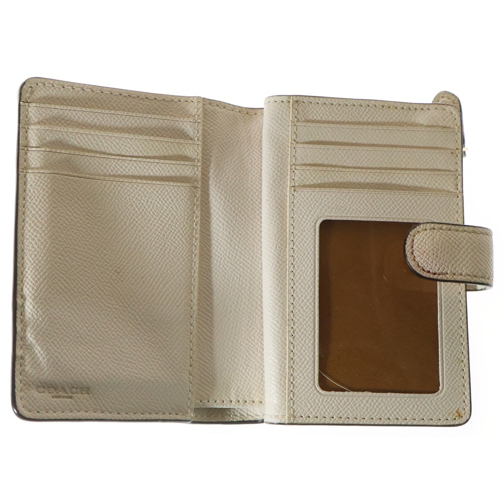 COACH(コーチ) 二つ折り財布 コンパクトレザーウォレット ホワイト レディース F54010