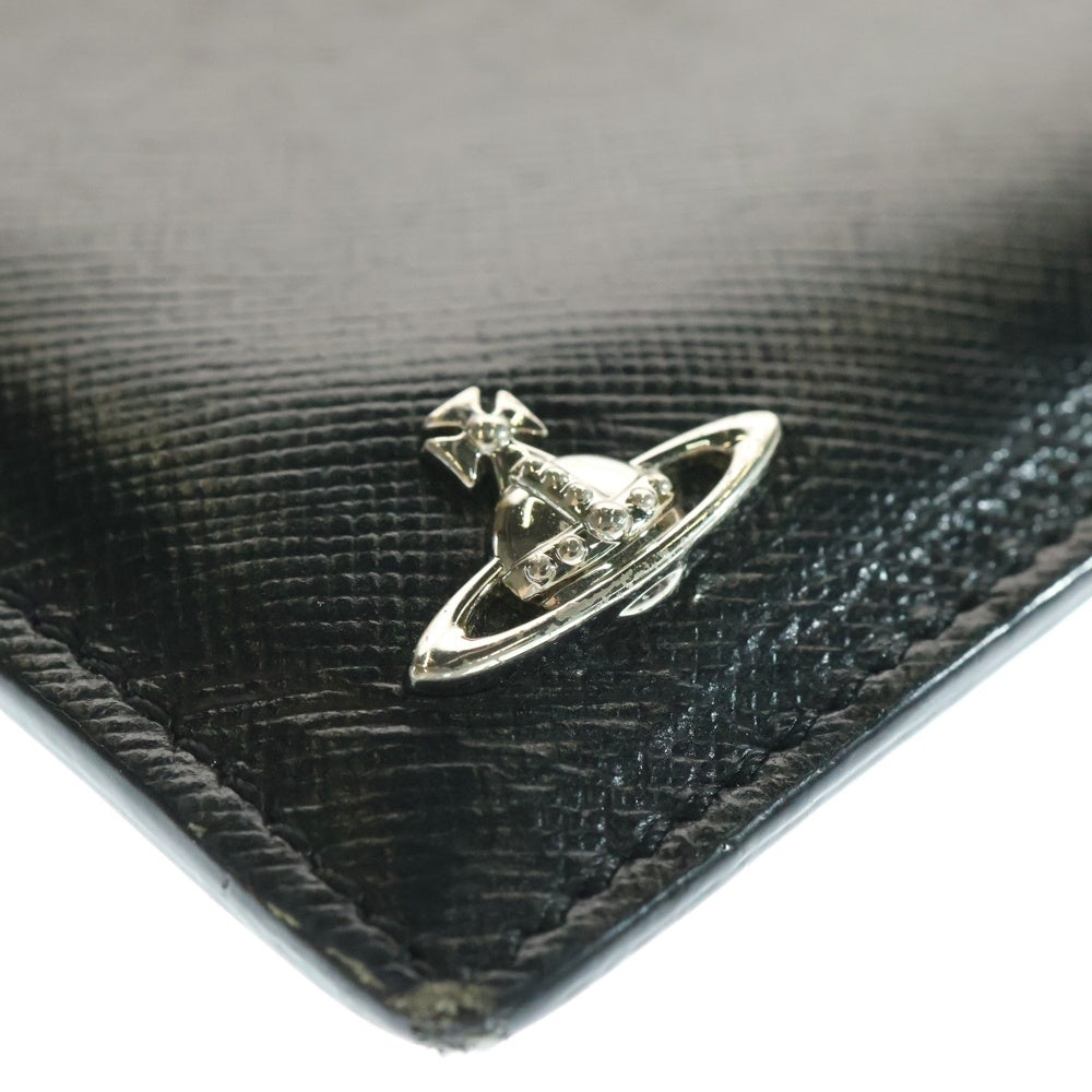 Vivienne Westwood(ヴィヴィアンウエストウッド) ロゴデザイン ジップアップ レザー カードケース 財布 ブラック