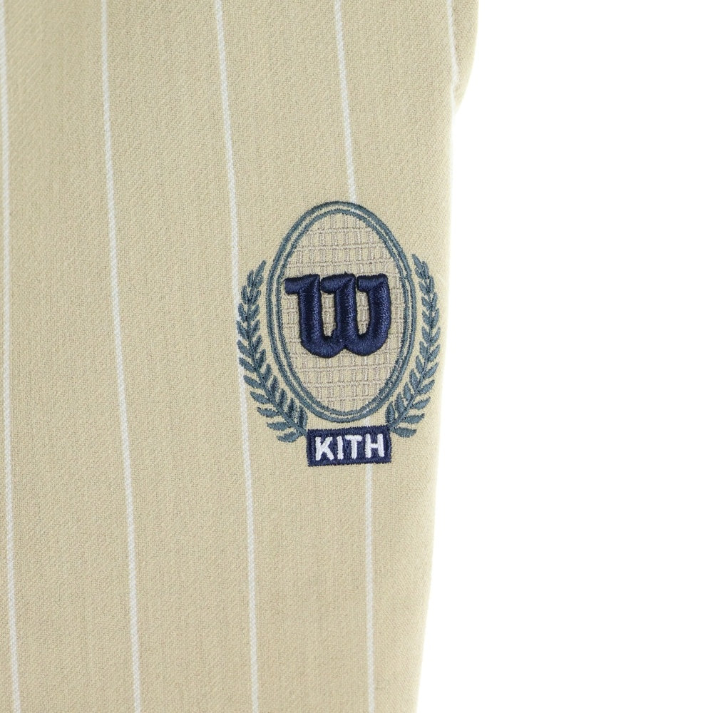 KITH(キス) 21AW ×Wilson Pinstripe Double Knit Pant ×ウィルソン ピンストライプ ダブルニット パンツ アイボリー KHM060077
