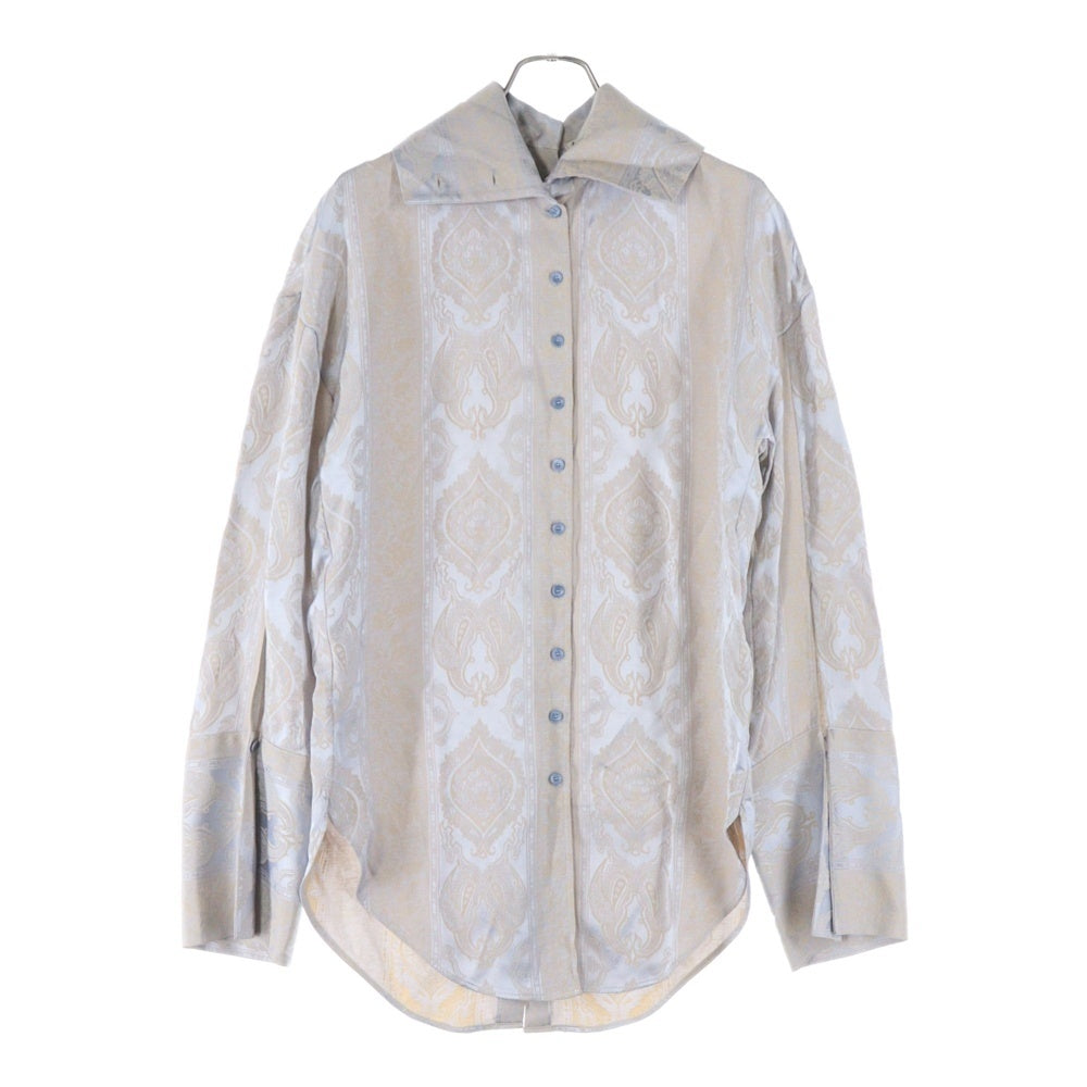 Acne Studios(アクネ ストゥディオズ) Paisley Jacquard Satin Shirt ペイズリー ジャガード サテン 長袖シャツ シルバー/ブラウン FN-WN-BLOU000337