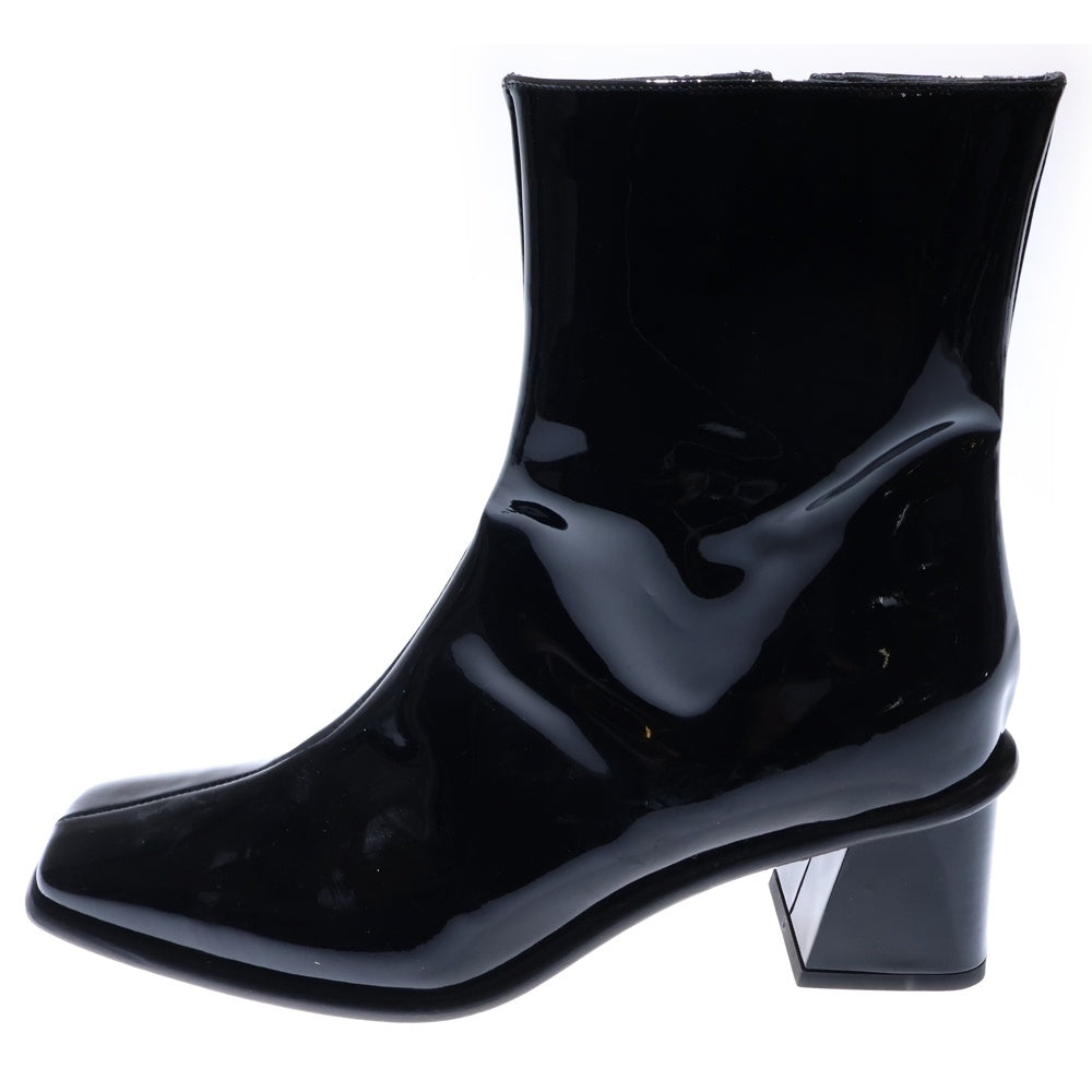 VERO CUOIO(ヴェロキーオ) サイドジップ スクエアトゥ エナメルブーツ ブラック レディース