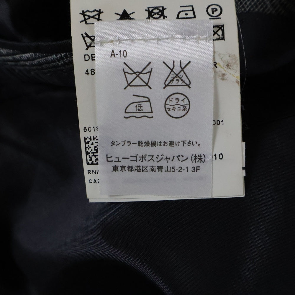 HUGO BOSS(ヒューゴボス) インナーポケット付き チェック テーラードジャケット ロングプレスドチェックパンツ セットアップ グレー 48