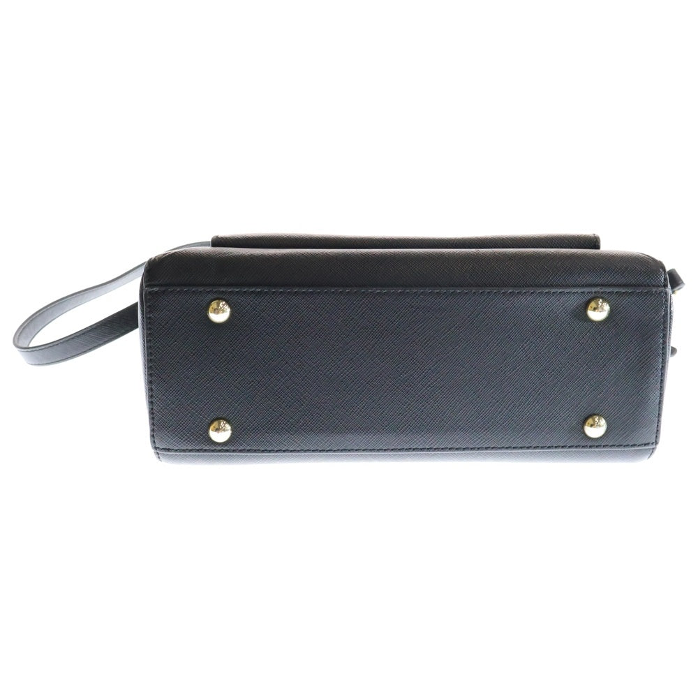 Samantha Vega(サマンサベガ) ストーンチャーム付き ロゴデザイン レザー インナーポーチ付き 2WAY ハンドバッグ ショルダー ブラック