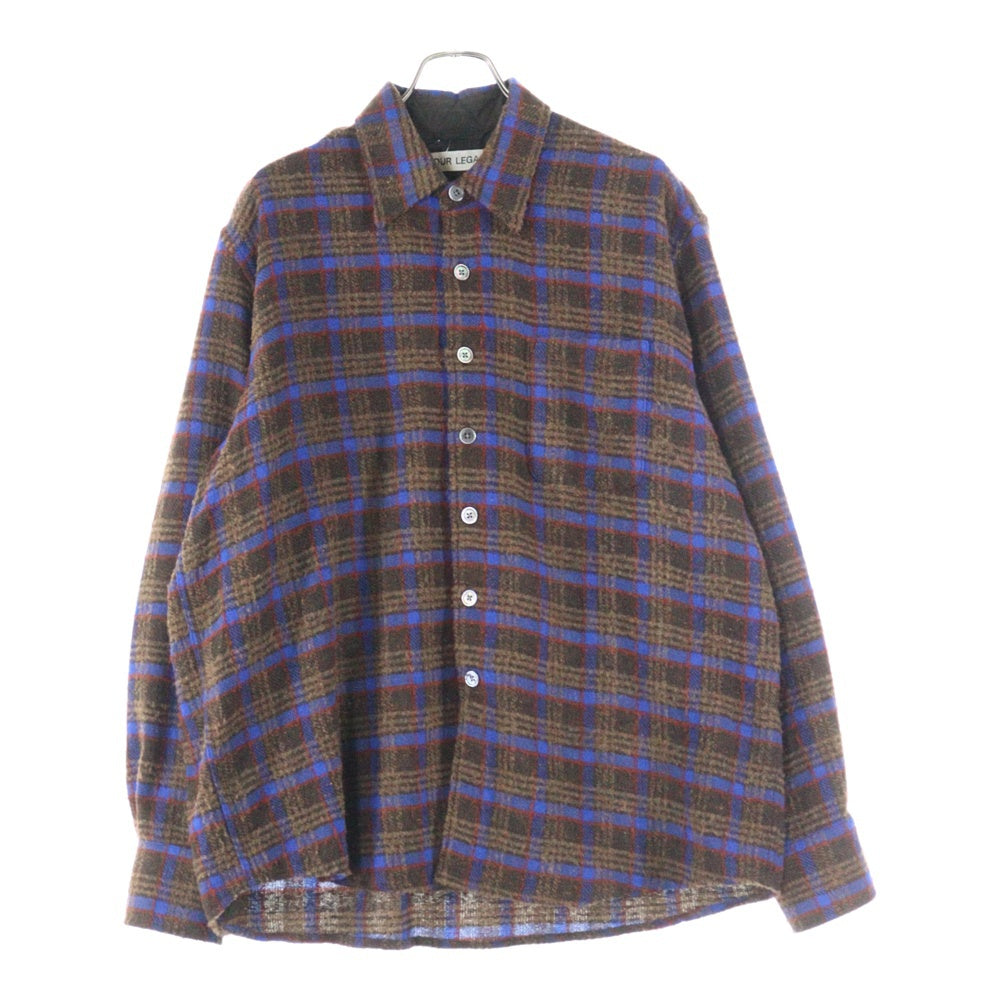 OUR LEGACY(アワーレガシー) 23AW ABOVE SHIRT Brown Pankow Check タータンチェック ブラッシュド アバヴ ロングスリーブ 長袖シャツ ブラウン M4232ABP