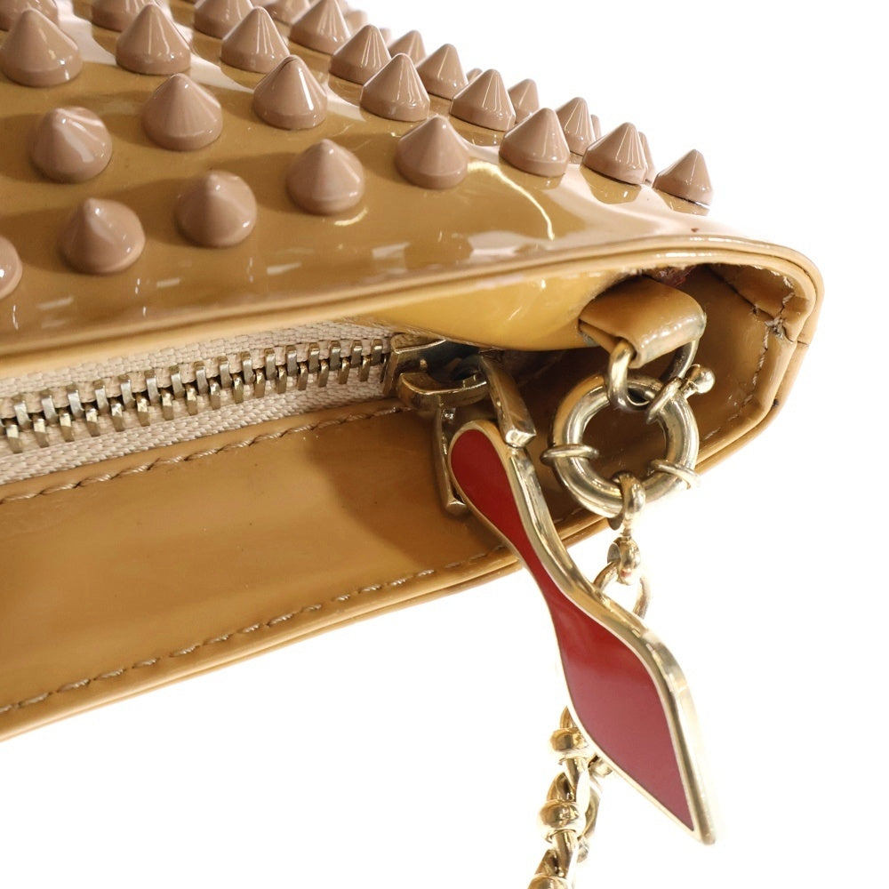 CHRISTIAN LOUBOUTIN(クリスチャンルブタン) スタッズデザイン 2Way チェーンショルダー クラッチバッグ ブラウン 3120238