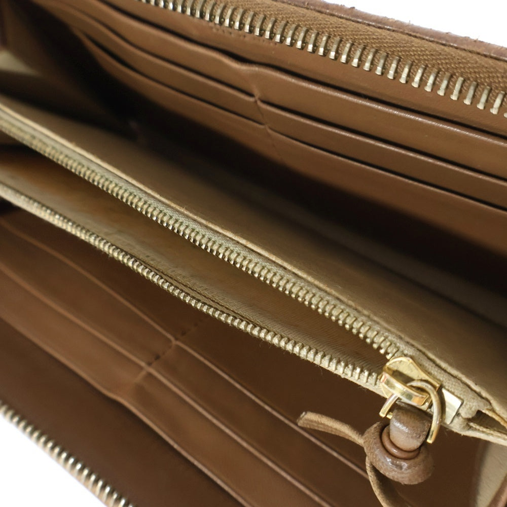 BOTTEGA VENETA(ボッテガヴェネタ) イントレチャート レザー ロングウォレット 長財布 ブラウン