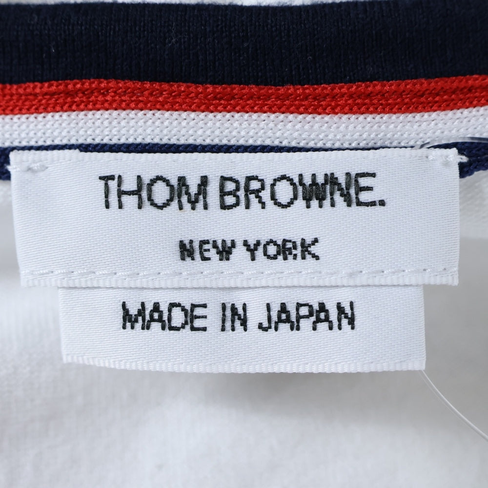 THOM BROWNE(トムブラウン) RED AND BLACK SLEEVES T-SHIRT IN WHITE レッド アンド ブラック スリーブス イン ホワイト クルーネック半袖Tシャツ カットソー ホワイト MJS083F-00042960