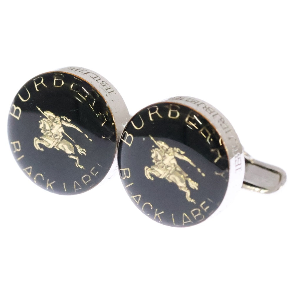 BURBERRY BLACK LABEL(バーバリー ブラックレーベル) ロゴ刻印 カフス ブラック/ゴールド/シルバー