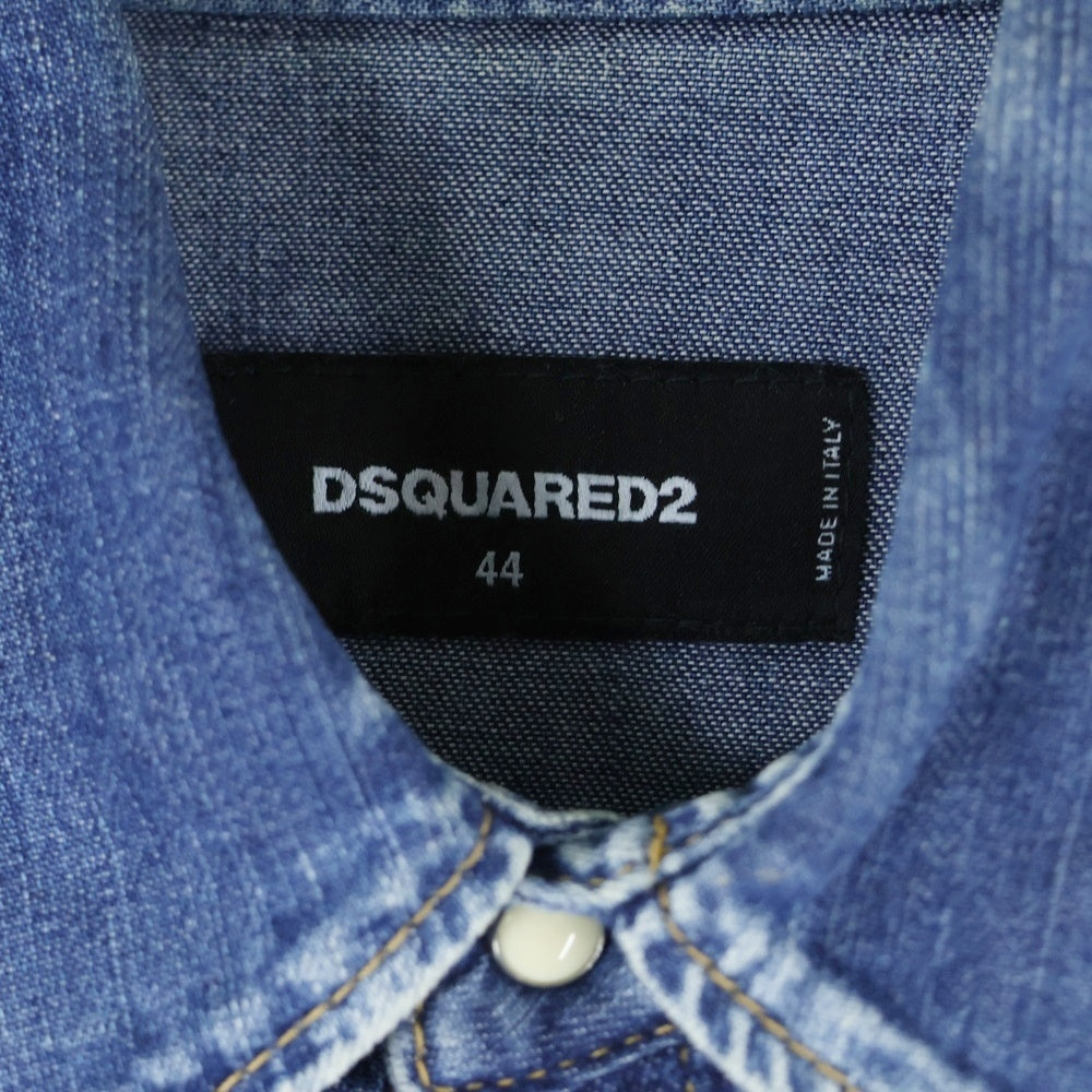 DSQUARED2(ディースクエアード) ペイント加工 長袖デニムウェスタンシャツ インディゴ S71DM0258 S30341