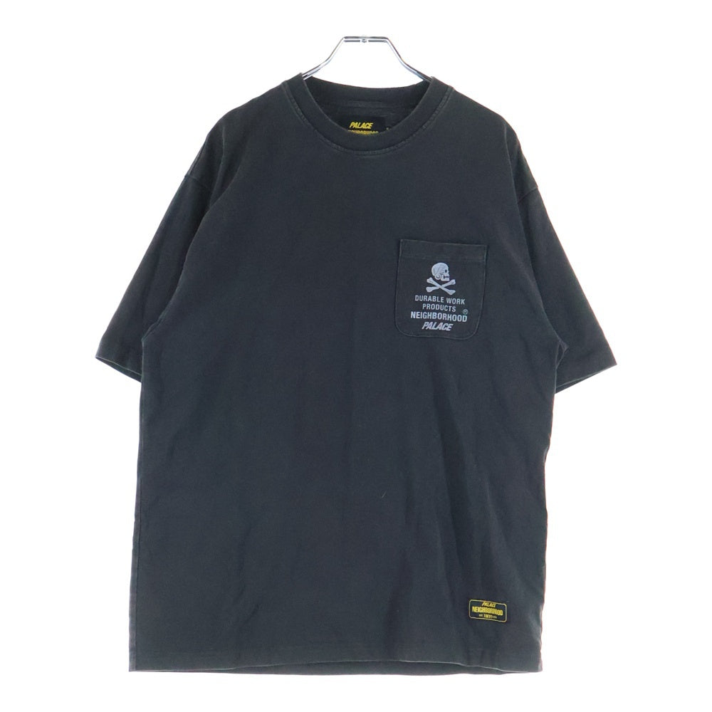 NEIGHBORHOOD(ネイバーフッド) 25AW ×PALACE SKATEBOARDS POCKET T-SHIRT パレススケートボード スカルプリント 半袖ポケットTシャツ カットソー ブラック
