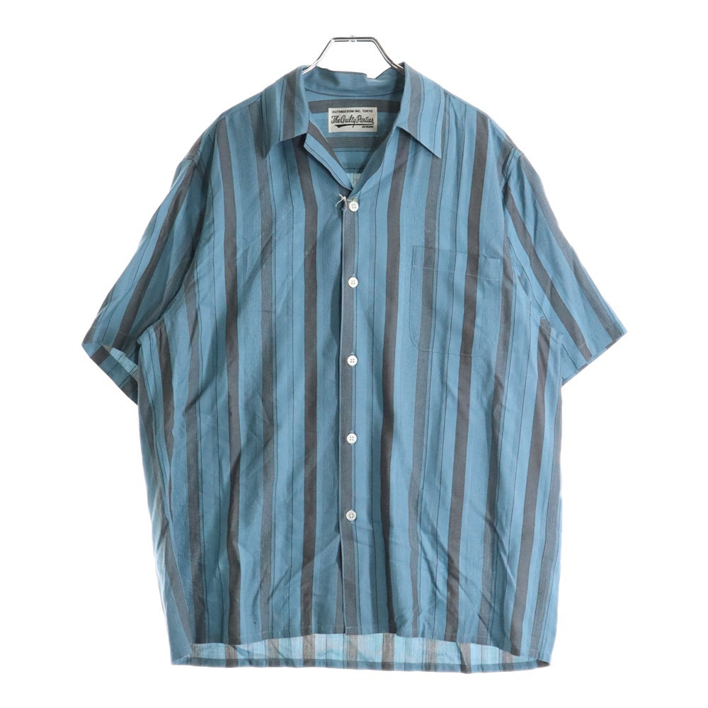 WACKO MARIA(ワコマリア) 24SS STRIPED OPEN COLLAR SHIRT ストライプ オープンカラー 半袖シャツ ブルー 24SS-WMS-OC09