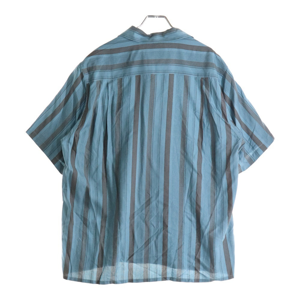 WACKO MARIA(ワコマリア) 24SS STRIPED OPEN COLLAR SHIRT ストライプ オープンカラー 半袖シャツ ブルー 24SS-WMS-OC09