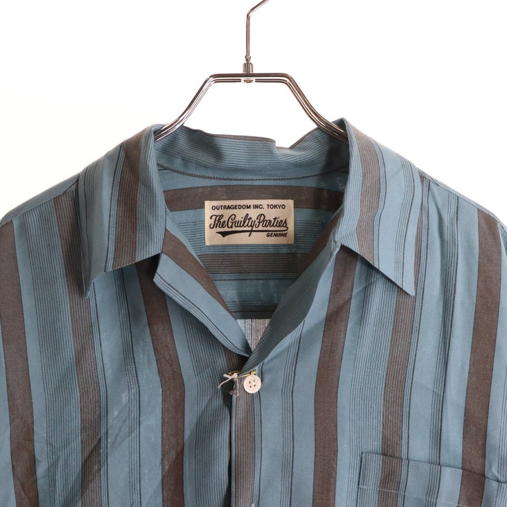 WACKO MARIA(ワコマリア) 24SS STRIPED OPEN COLLAR SHIRT ストライプ オープンカラー 半袖シャツ ブルー 24SS-WMS-OC09