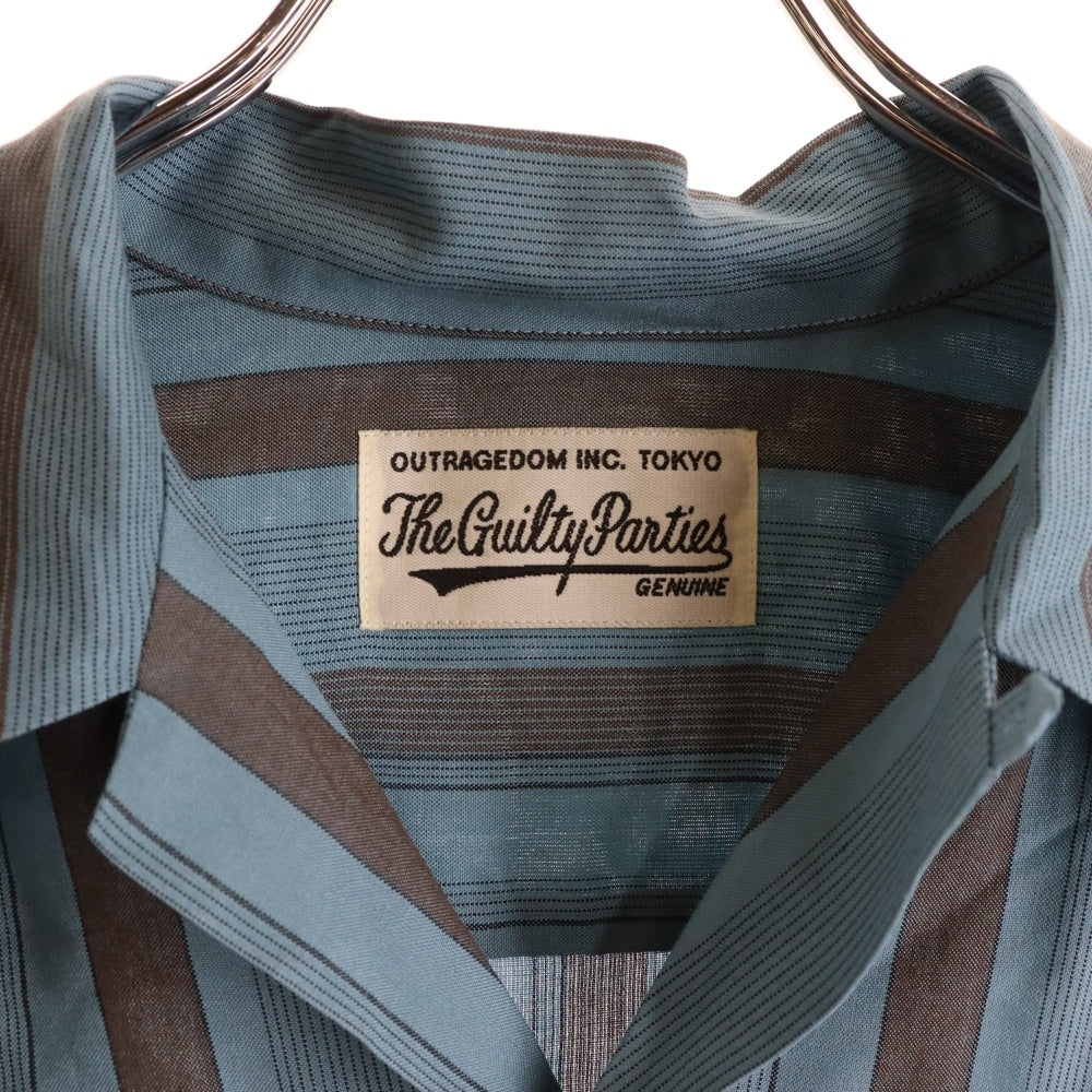 WACKO MARIA(ワコマリア) 24SS STRIPED OPEN COLLAR SHIRT ストライプ オープンカラー 半袖シャツ ブルー 24SS-WMS-OC09