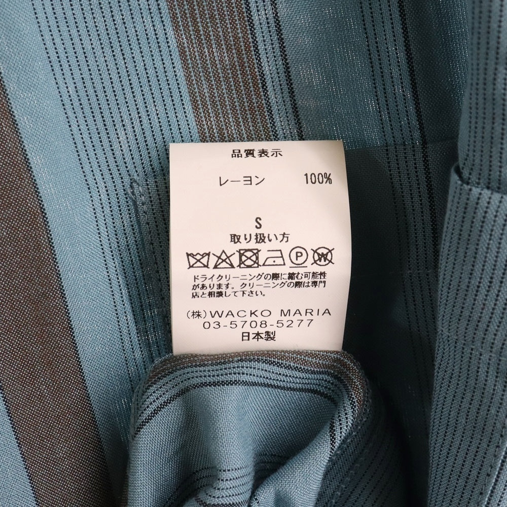 WACKO MARIA(ワコマリア) 24SS STRIPED OPEN COLLAR SHIRT ストライプ オープンカラー 半袖シャツ ブルー 24SS-WMS-OC09