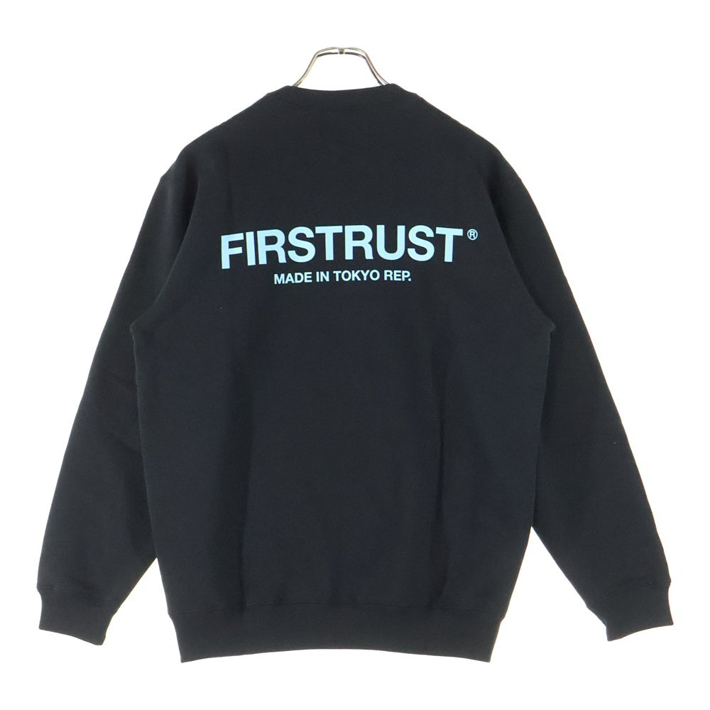 FIRSTRUST(ファーストラスト) ロゴプリント クルーネック スウェット トレーナー ブラック/ブルー
