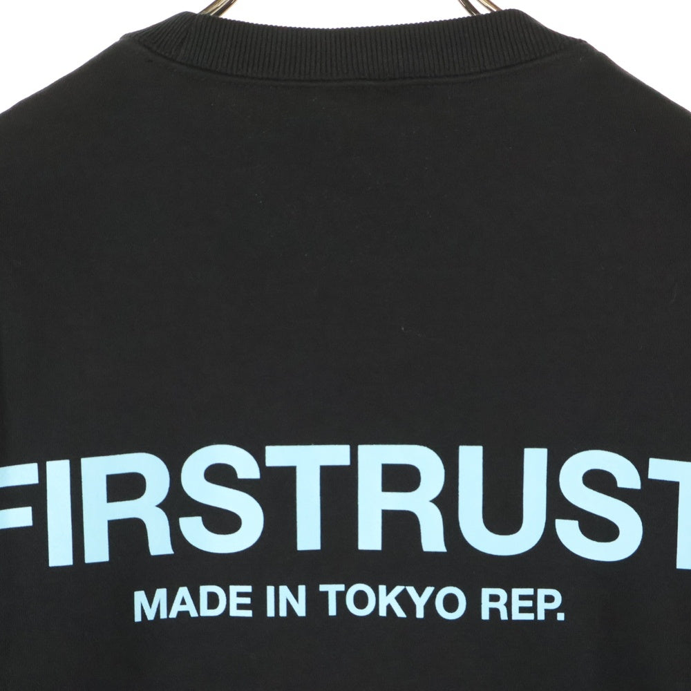 FIRSTRUST(ファーストラスト) ロゴプリント クルーネック スウェット トレーナー ブラック/ブルー