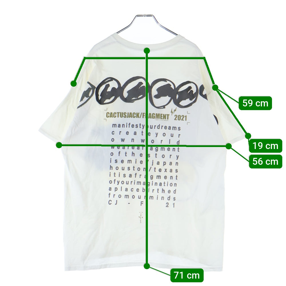 Cactus Jack(カクタスジャック) ×FRAGMENT フラグメントデザイン ロゴプリント 半袖Tシャツ カットソー ホワイト