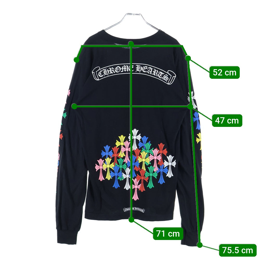 CHROME HEARTS(クロムハーツ) MLTCOL CEM CRS LS TEE セメタリークロスプリント スクロールラベル クルーネック長袖Tシャツ カットソー マルチカラー