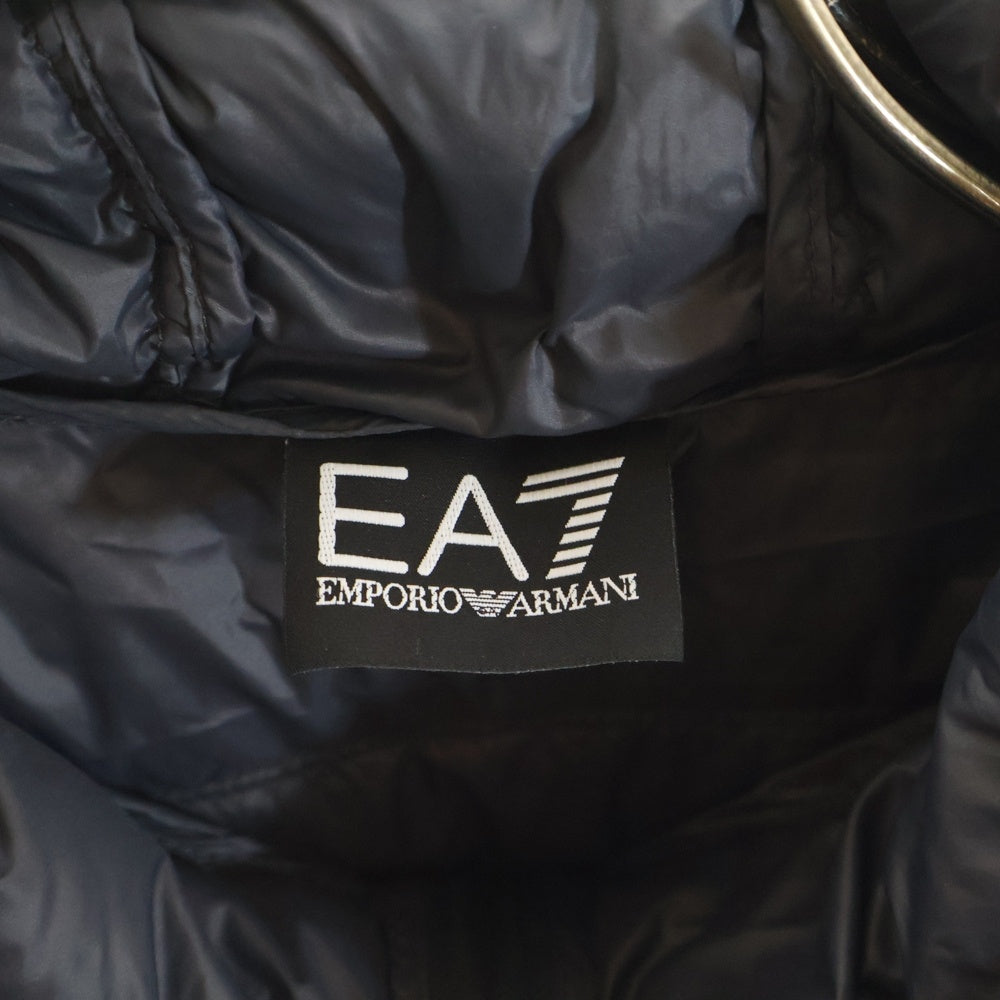 EMPORIO ARMANI EA7(エンポリオアルマーニイーエーセブン) ロゴ プリント ジップアップ ライトダウン フーディー ジャケット グレー 8NPB02PN29Z