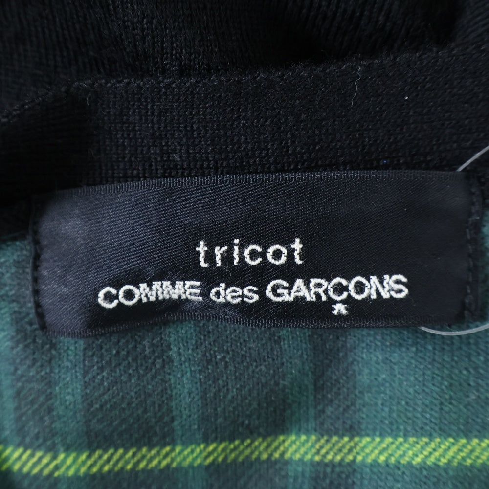 tricot COMME des GARCONS(トリコ コム デ ギャルソン) 06SS 裏地チェック柄 ショート丈 ニットカーディガン レディース ブラック TQ-N004 AD2005
