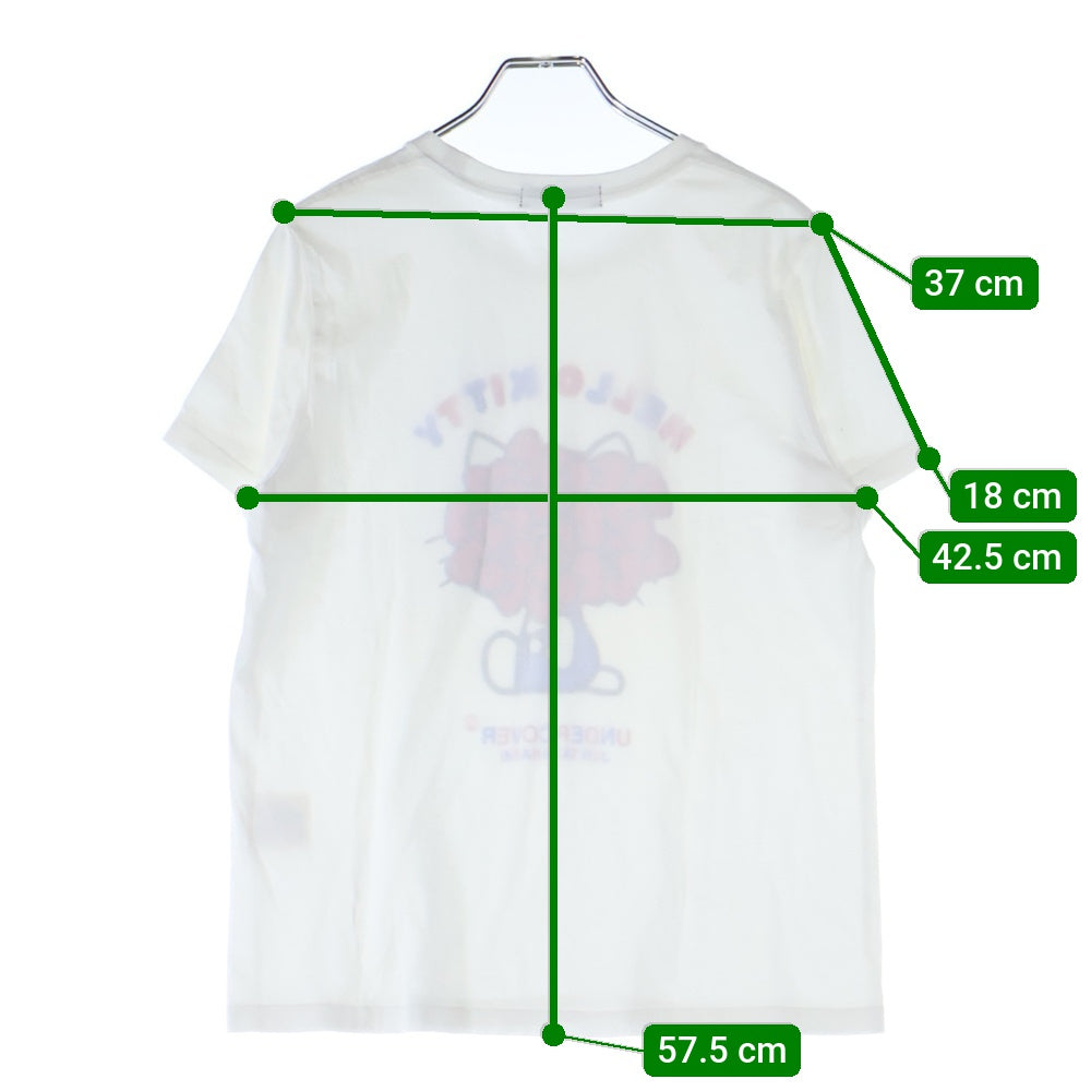 UNDERCOVER(アンダーカバー) ×HELLO KITTY ハロー キティ フロントプリント クルーネック半袖Tシャツ カットソー ホワイト