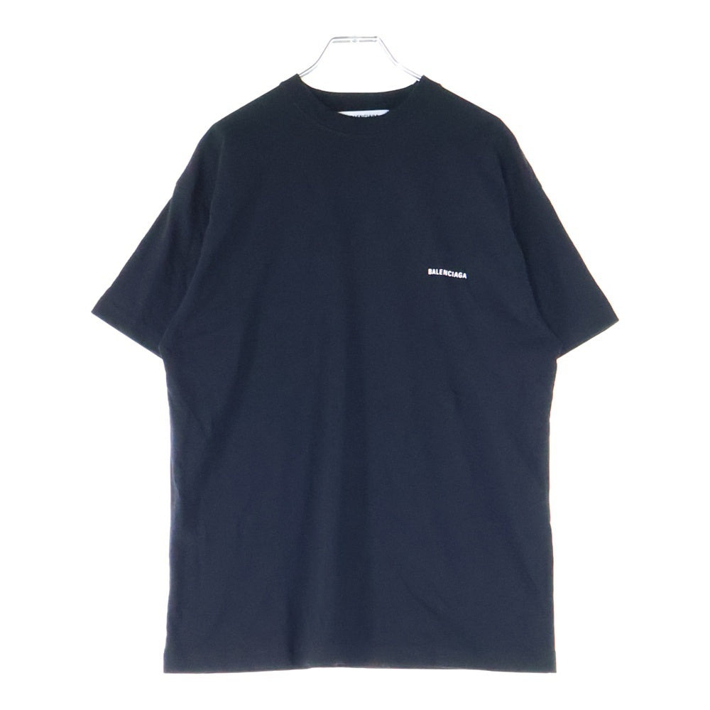 BALENCIAGA(バレンシアガ) フロントロゴプリント クルーネック半袖Tシャツ カットソー ブラック 613969 TYK28