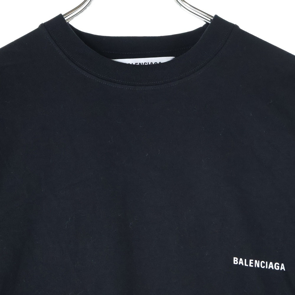 BALENCIAGA(バレンシアガ) フロントロゴプリント クルーネック半袖Tシャツ カットソー ブラック 613969 TYK28