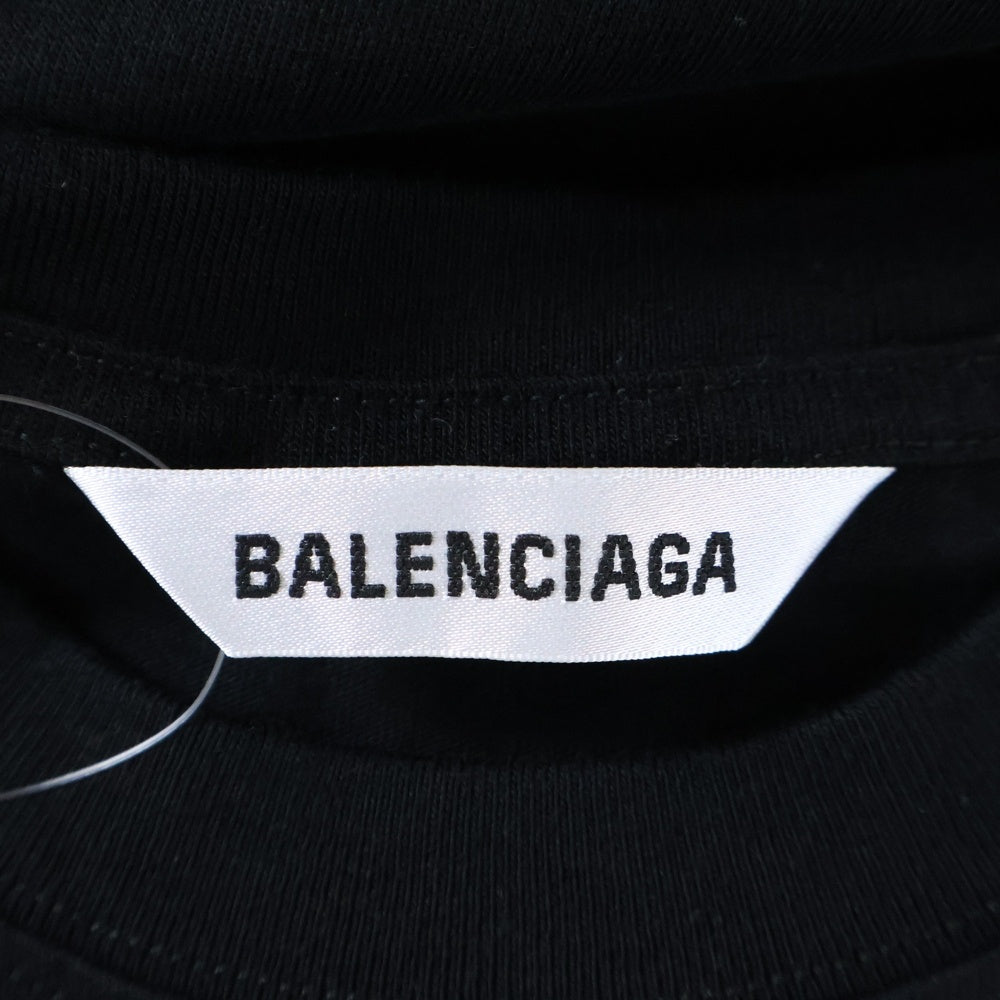 BALENCIAGA(バレンシアガ) フロントロゴプリント クルーネック半袖Tシャツ カットソー ブラック 613969 TYK28