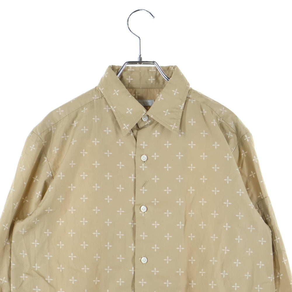 A BATHING APE(アベイシングエイプ) ×NUMBER (N)INE ナンバーナイン REDISUN期 クロス柄 コットン 長袖シャツ ブラウン