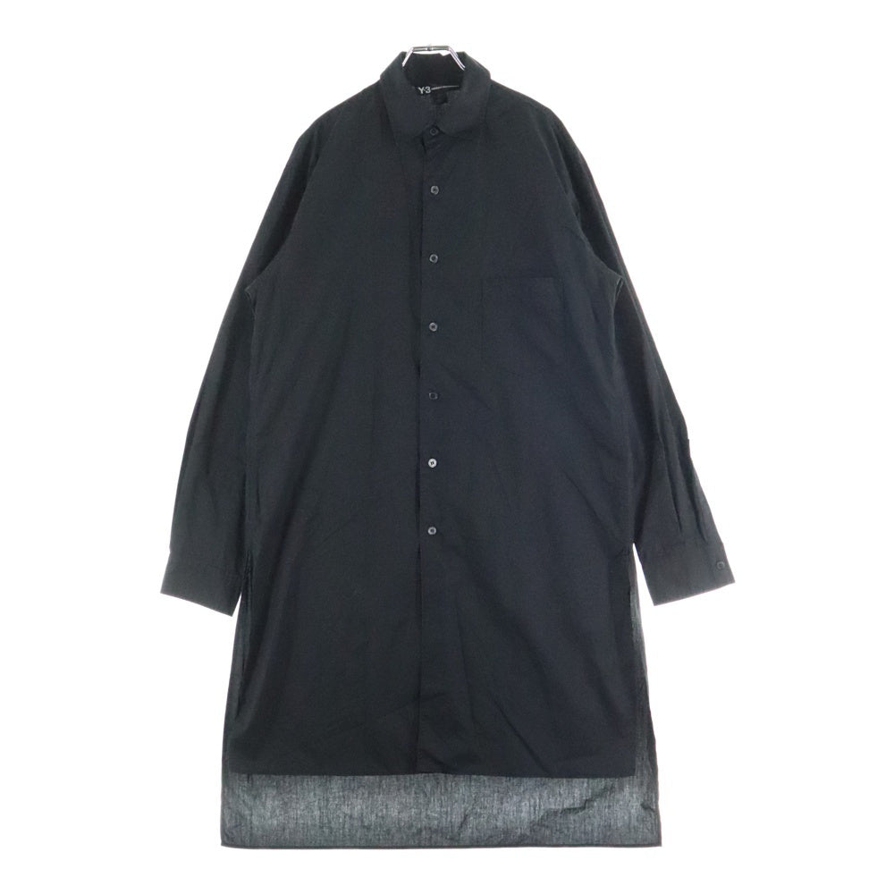 Y-3(ワイスリー) 18SS バッグロゴプリント 長袖 ロング シャツ ブラック CY6859