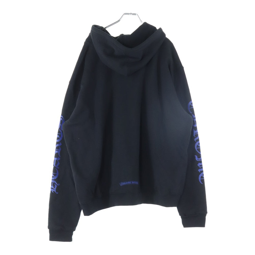 CHROME HEARTS(クロムハーツ) VRCT THERMAL FULL ZIP HOODIE 裏地サーマル アームロゴプリント ダガージップ スウェット ジップアップパーカー ブラック/ブルー