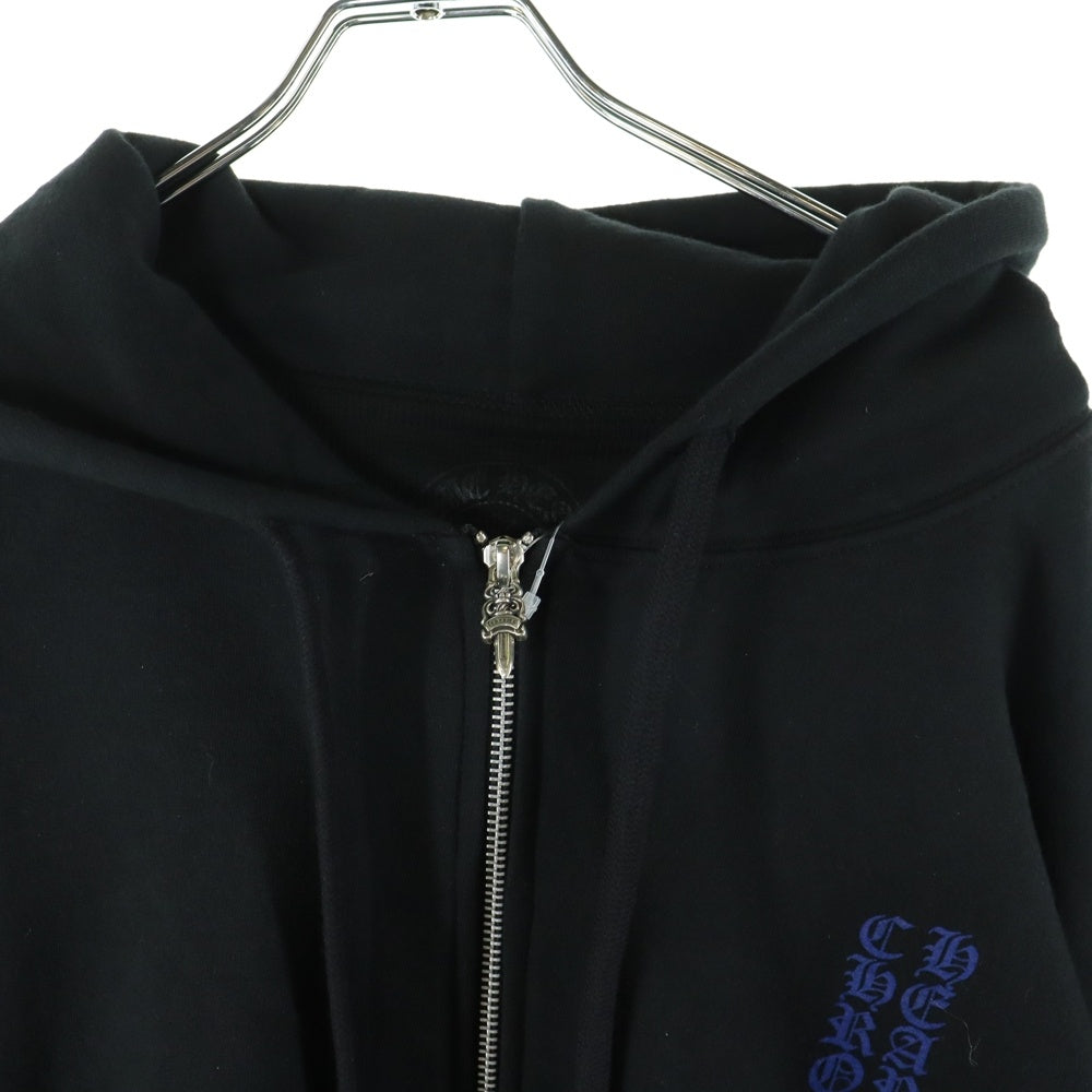 CHROME HEARTS(クロムハーツ) VRCT THERMAL FULL ZIP HOODIE 裏地サーマル アームロゴプリント ダガージップ スウェット ジップアップパーカー ブラック/ブルー