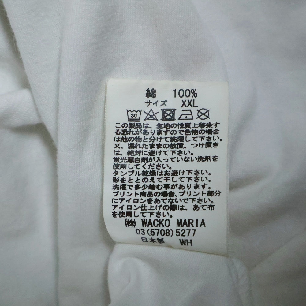 WACKO MARIA(ワコマリア) 24AW ×TIM LEHI ティム リーハイ バックロゴデザイン クルーネック カッソー 半袖Tシャツ ホワイト