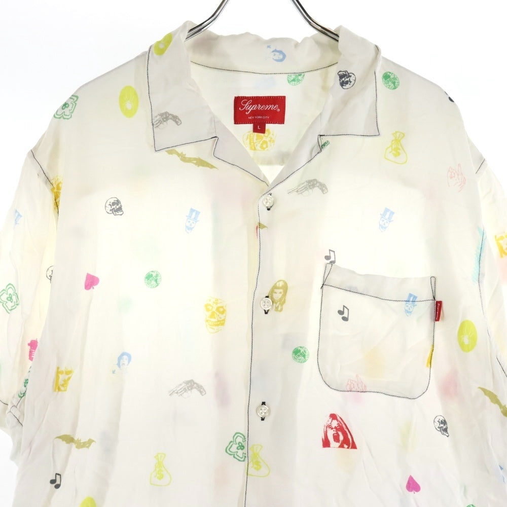 SUPREME(シュプリーム) 19SS Deep Space Rayon S/S Shirt ディープ スペース レーヨン 総柄 オープンカラー 半袖シャツ ホワイト