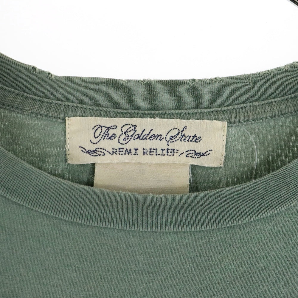 REMI RELIEF(レミ レリーフ) NEWYORKCITY ニューヨークシティー フロントロゴ クルーネック カットソー 半袖Tシャツ グリーン