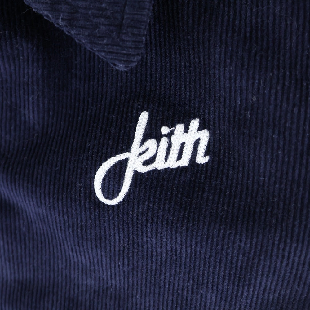 KITH(キス) Kids Varsity Jacket 両面ロゴ刺繍 コーデュロイ バーシティジャケット ネイビー キッズ KHK010060