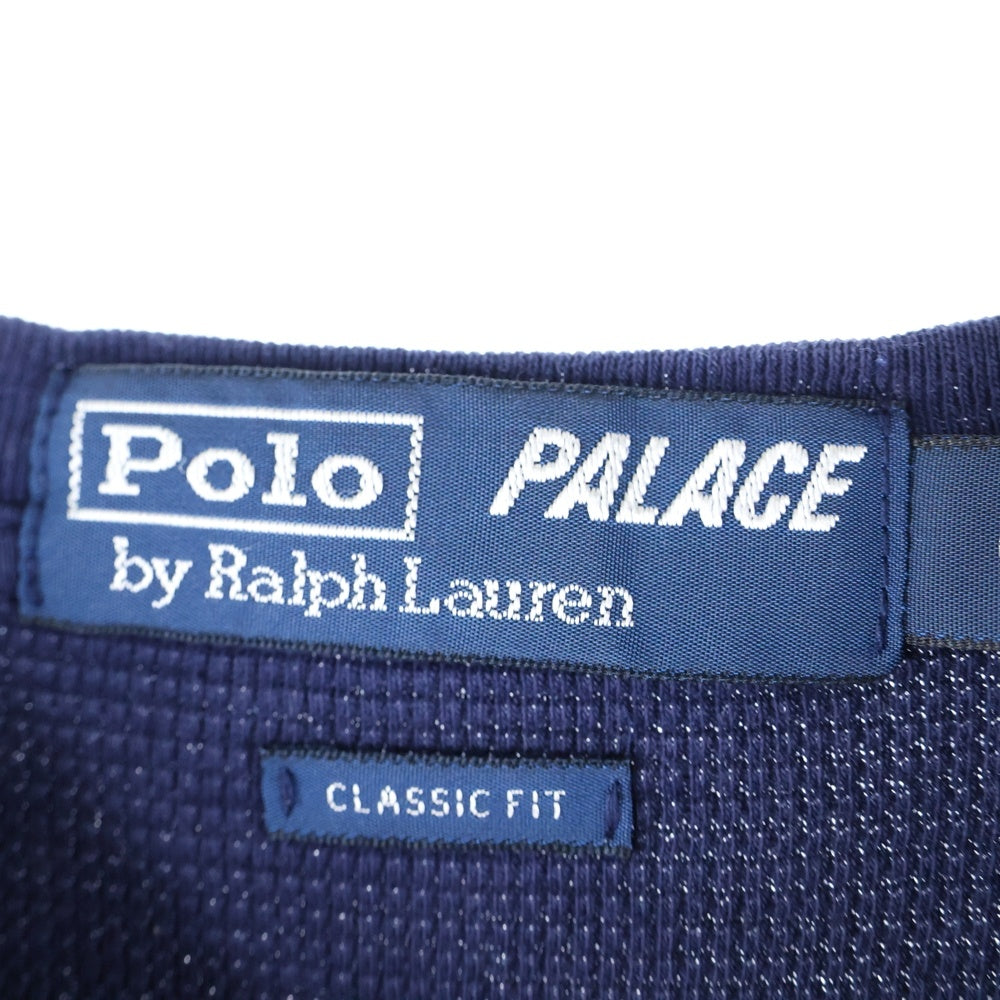 POLO RALPH LAUREN(ポロラルフローレン) ×PALACE Waffle Tee パレス スモールポニー刺繍 ワッフル クルーネック 半袖Tシャツ カットソー ネイビー