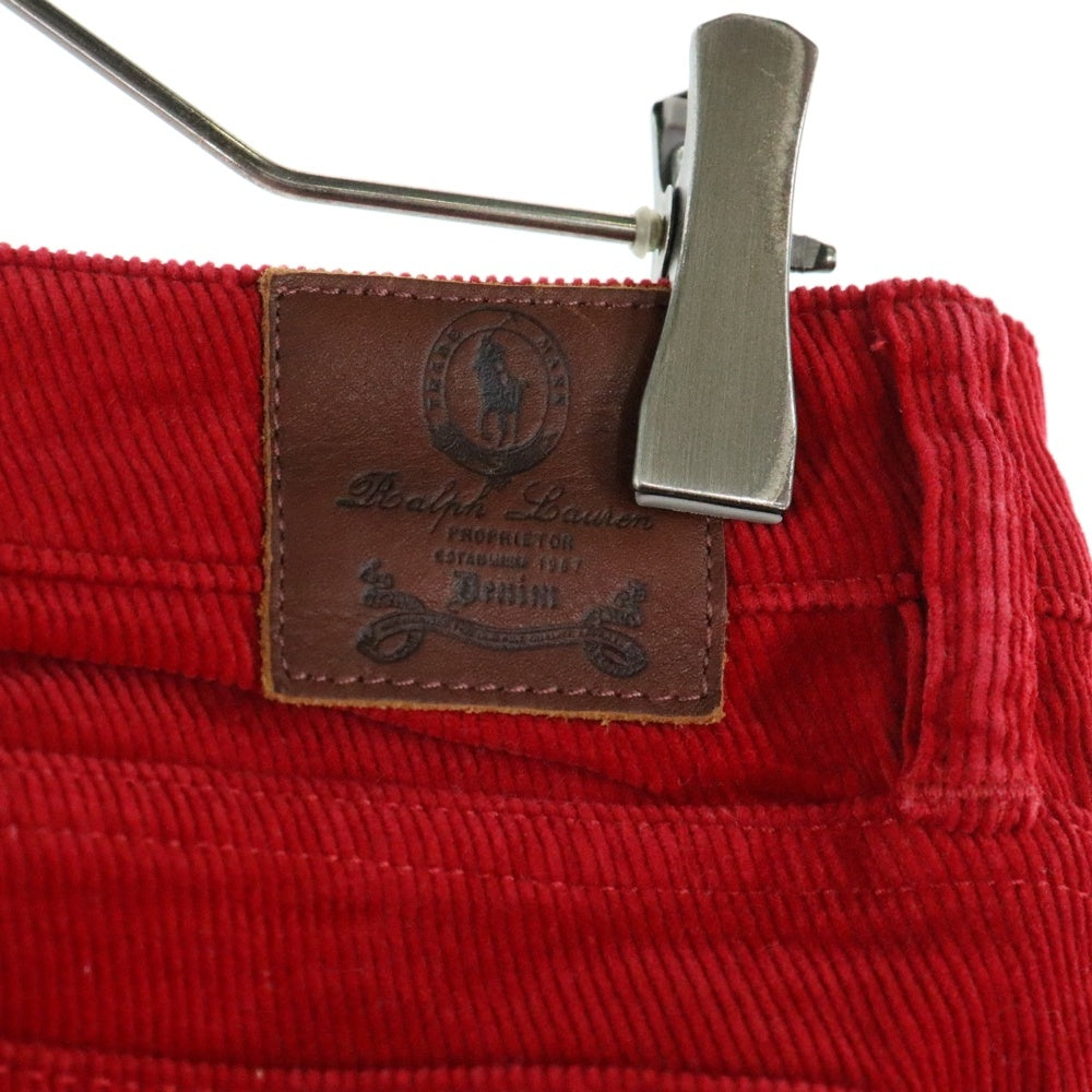 RALPH LAUREN SPORT(ラルフローレン スポーツ) レザーパッチ コーデュロイ テーパードパンツ レッド 1367149SFPC