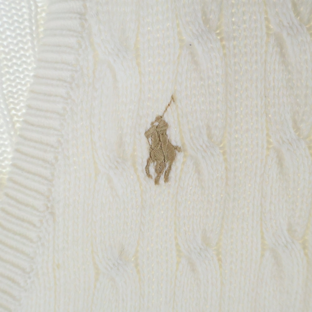 RALPH LAUREN SPORT(ラルフローレン スポーツ) ロゴ刺繍 ローゲージ ニットカーディガン ホワイト 1861839LVCC