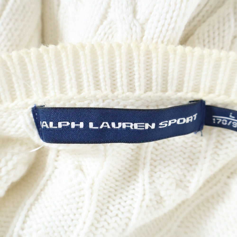 RALPH LAUREN SPORT(ラルフローレン スポーツ) ロゴ刺繍 ローゲージ ニットカーディガン ホワイト 1861839LVCC