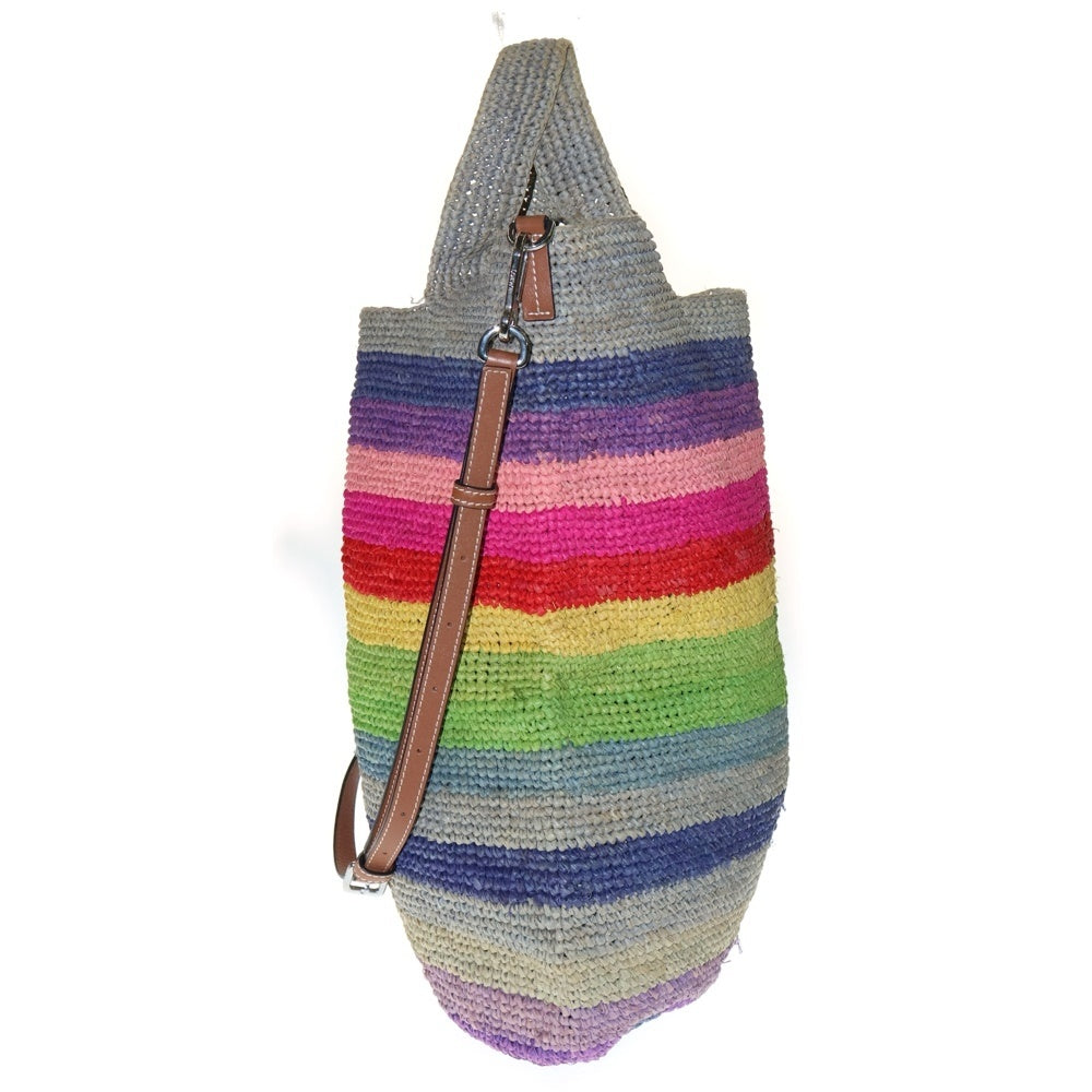 LOEWE(ロエベ) パウラズイビザ レインボー スリット ラフィア ショルダー トートバッグ マルチカラー