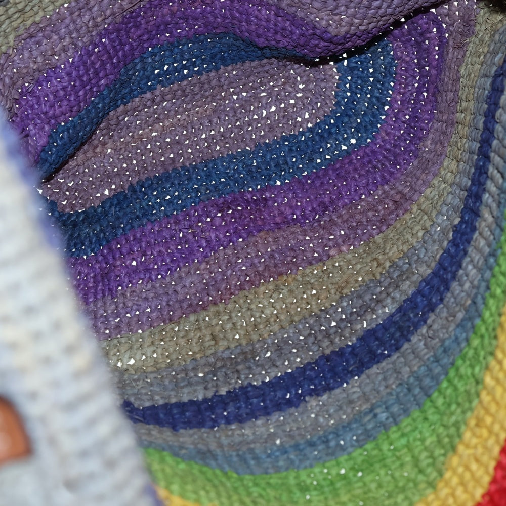 LOEWE(ロエベ) パウラズイビザ レインボー スリット ラフィア ショルダー トートバッグ マルチカラー