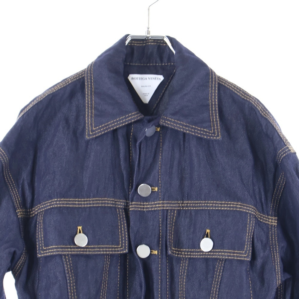 BOTTEGA VENETA(ボッテガヴェネタ) CINCHED DENIM JACKET シワ加工 ボタンダウン デニム ジャケット インディゴ 699298 V1VA0